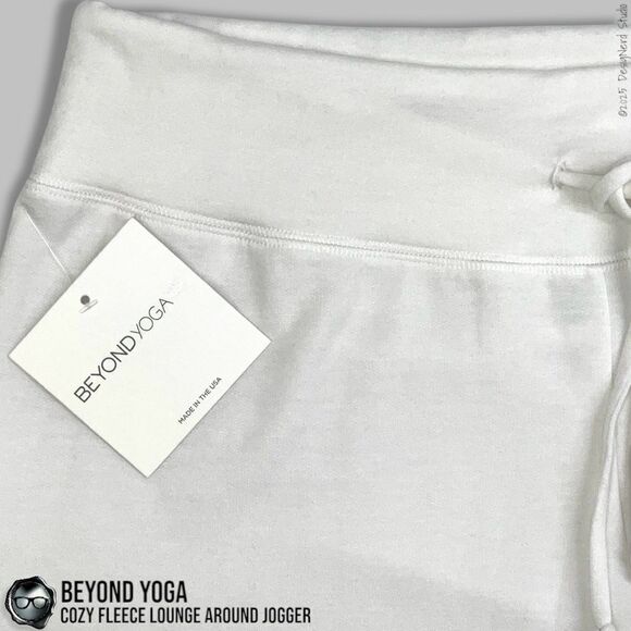 BEYOND YOGA COZY FLEECE LOUNGE AROUND MIDI JOGGER SWEATPANTS IN WHITE MODAL XL - Picture 6 of 10
